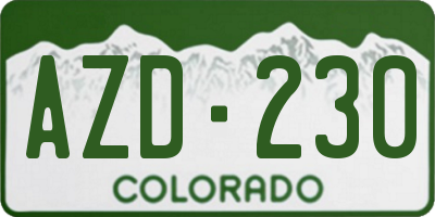 CO license plate AZD230