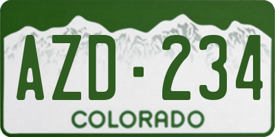 CO license plate AZD234