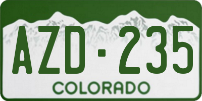 CO license plate AZD235