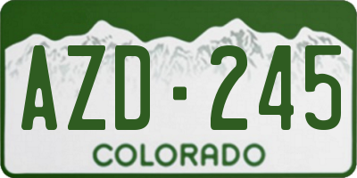 CO license plate AZD245