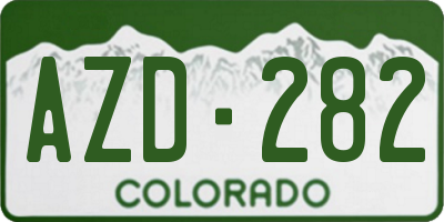 CO license plate AZD282