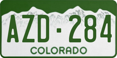 CO license plate AZD284