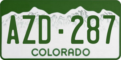 CO license plate AZD287