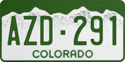 CO license plate AZD291