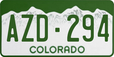 CO license plate AZD294