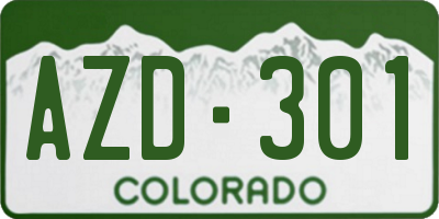 CO license plate AZD301