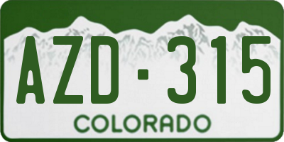 CO license plate AZD315