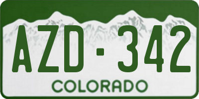 CO license plate AZD342