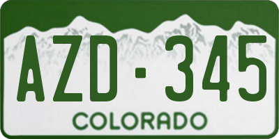 CO license plate AZD345