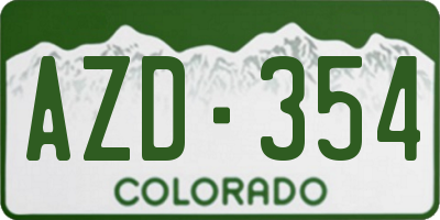 CO license plate AZD354