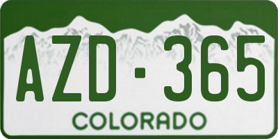 CO license plate AZD365