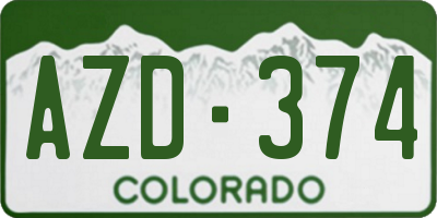 CO license plate AZD374