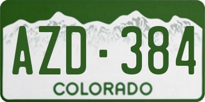 CO license plate AZD384