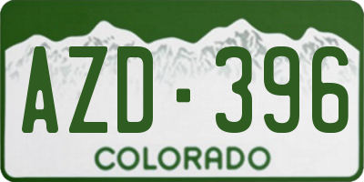 CO license plate AZD396