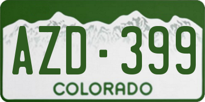 CO license plate AZD399