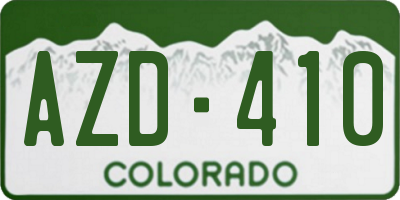 CO license plate AZD410