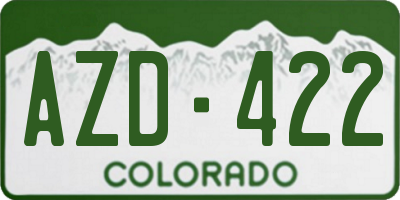 CO license plate AZD422