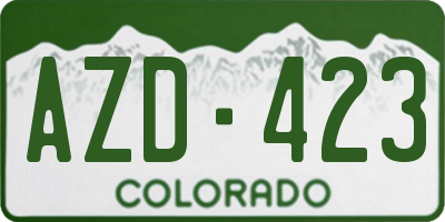 CO license plate AZD423