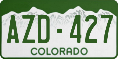 CO license plate AZD427