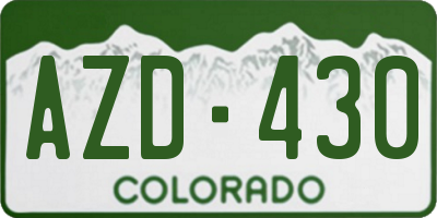 CO license plate AZD430