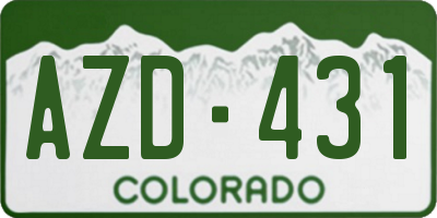 CO license plate AZD431