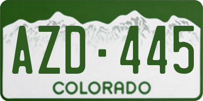 CO license plate AZD445