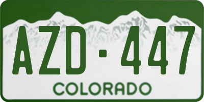 CO license plate AZD447