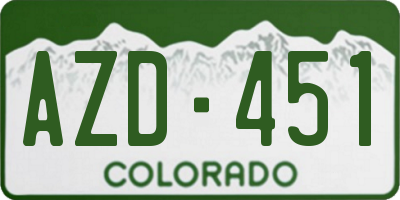 CO license plate AZD451