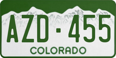 CO license plate AZD455