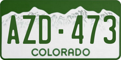 CO license plate AZD473