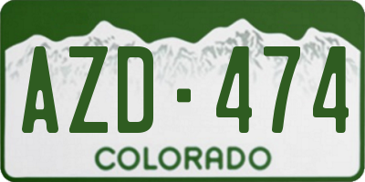 CO license plate AZD474