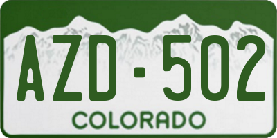 CO license plate AZD502