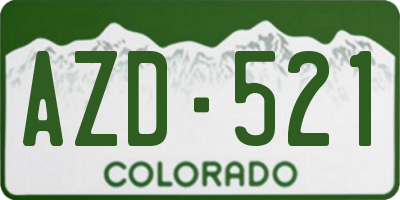 CO license plate AZD521