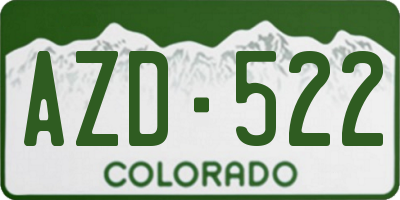 CO license plate AZD522