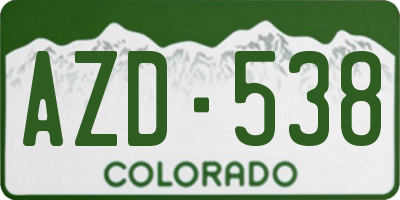 CO license plate AZD538