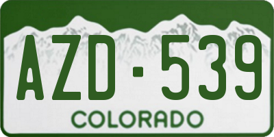 CO license plate AZD539