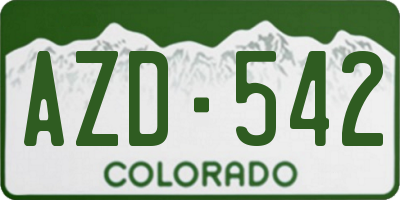 CO license plate AZD542