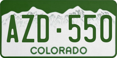 CO license plate AZD550