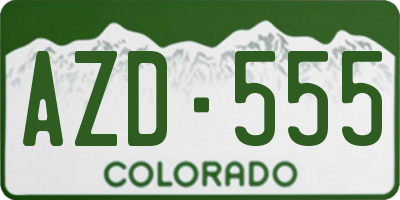 CO license plate AZD555