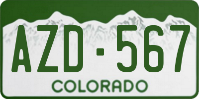 CO license plate AZD567