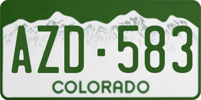 CO license plate AZD583