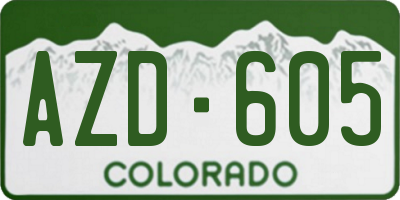 CO license plate AZD605