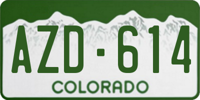 CO license plate AZD614