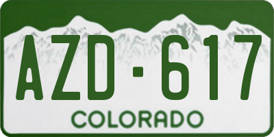 CO license plate AZD617
