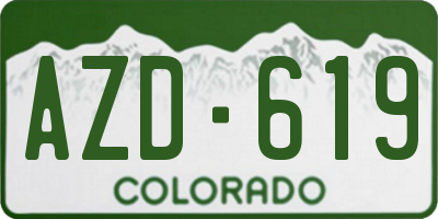 CO license plate AZD619