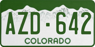 CO license plate AZD642