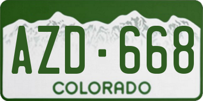 CO license plate AZD668
