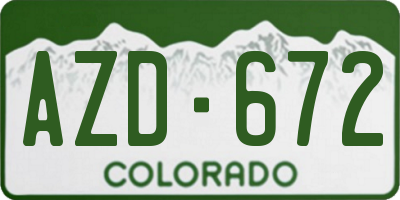 CO license plate AZD672