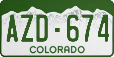 CO license plate AZD674