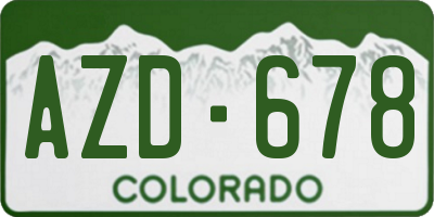 CO license plate AZD678